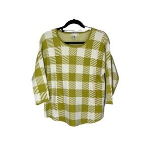 Retro Knit Sweater Plaid M Preppy Classic Festive Holiday Colorful Checks Chic